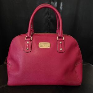 Michael Kors Red Satchel with Gold Accents